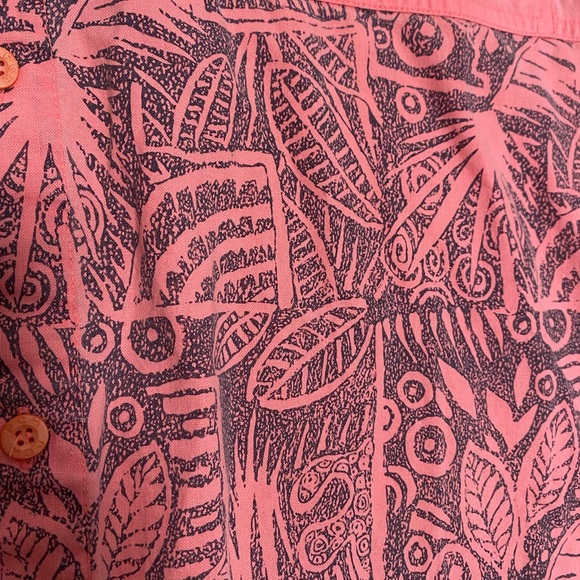 VINTAGE 80's 90's Pacific Coast Highway Pink Button Up Shirt Neon Tribal Surf L - Picture 5 of 8
